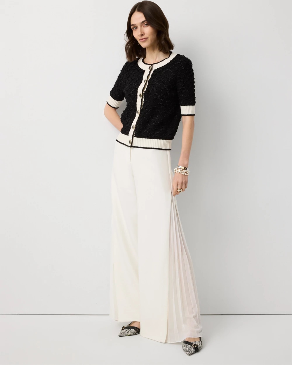 Chiffon Inset Ultra Wide Leg Pant | White House Black Market